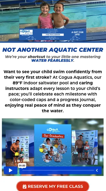 Captura de la landing page de Coqua Aquatics